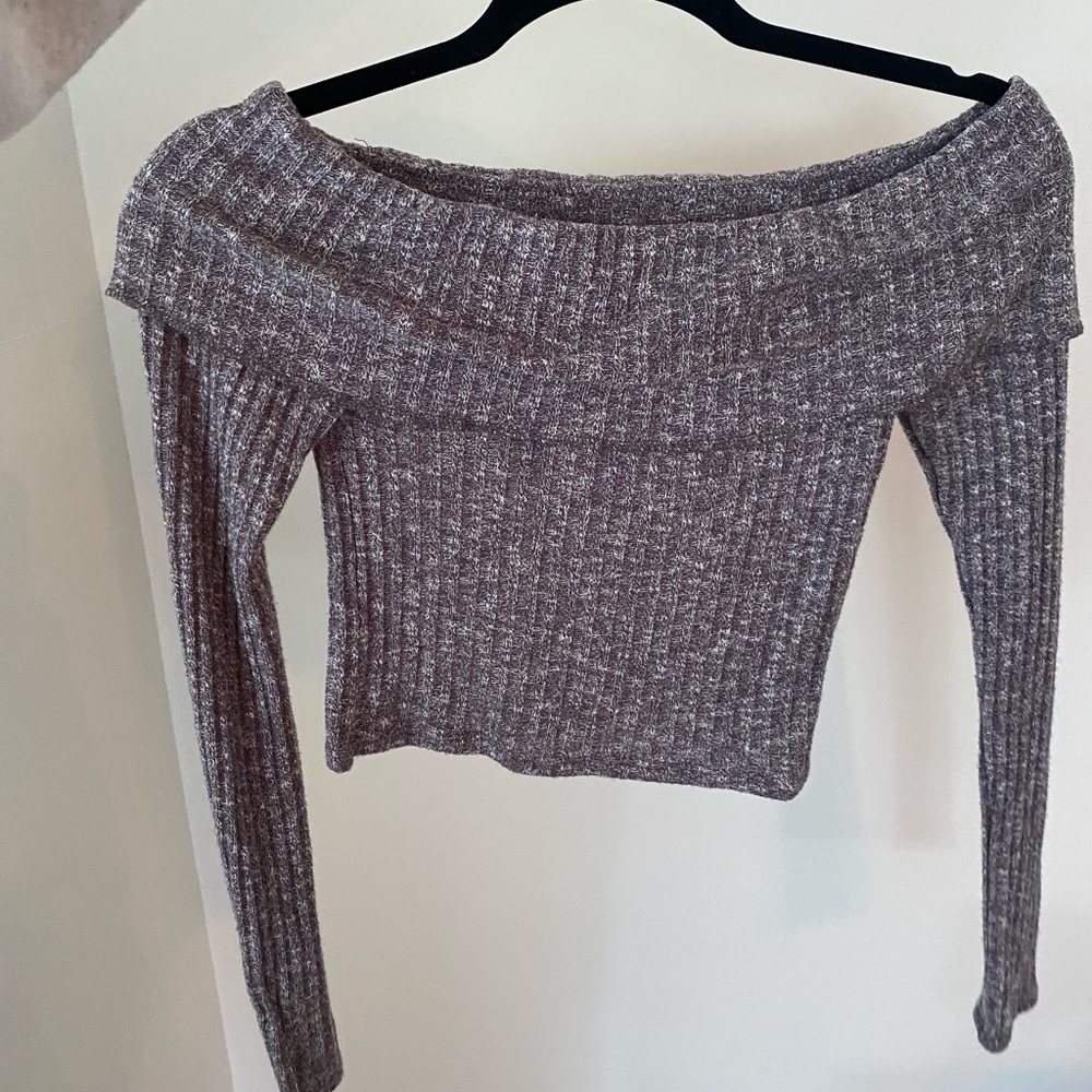 off the shoulder crop sweater